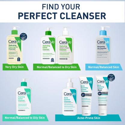 CeraVe Renewing Salicylic Acid Cleanser, Gentle Exfoliating Face Wash, 16oz