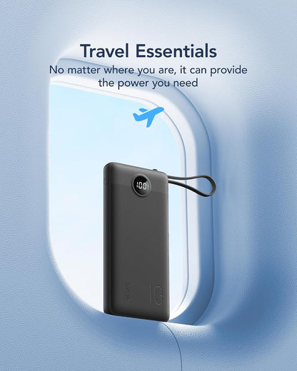 VRURC Portable Charger, Built in 4 Cables & Lanyard Power Bank 10000mAh
