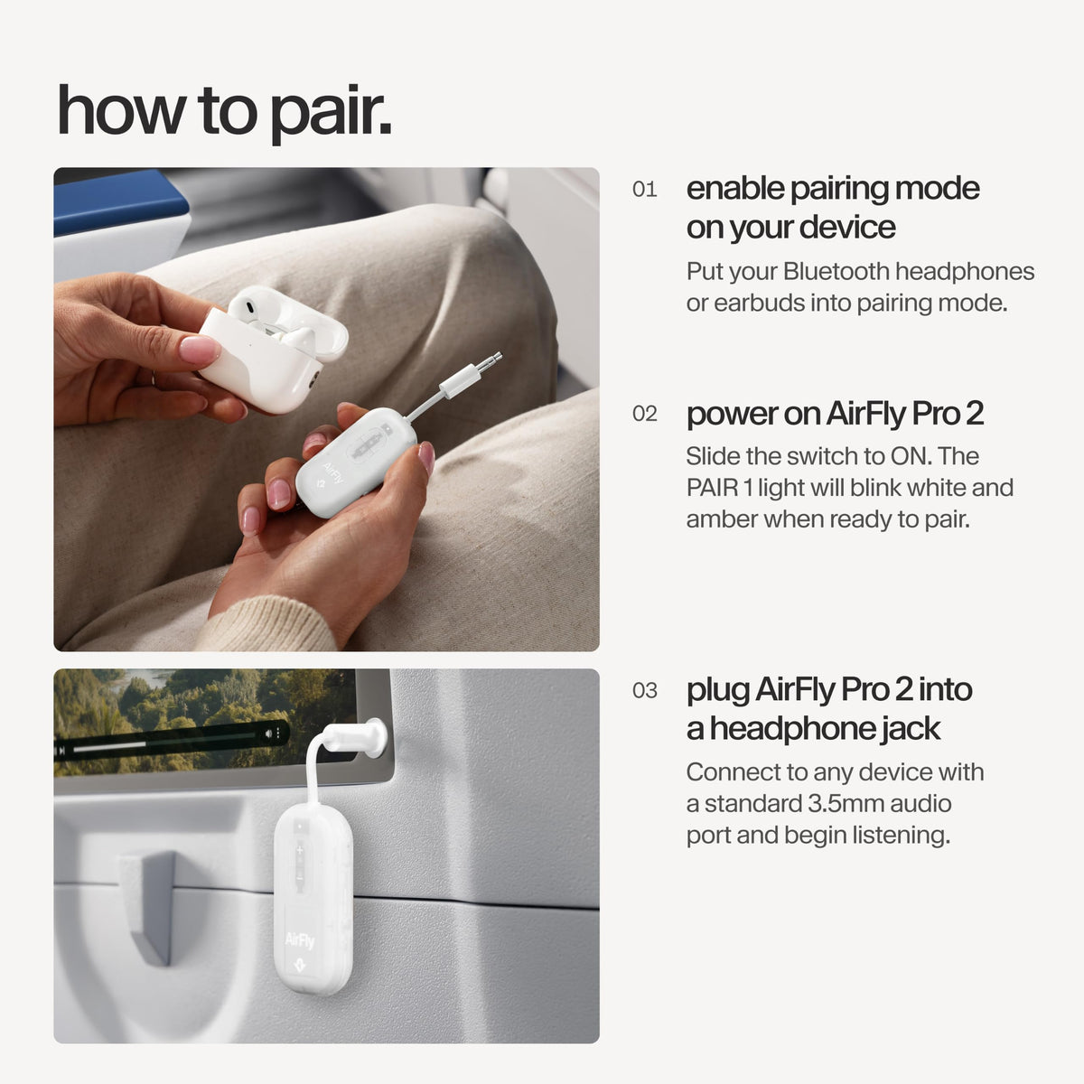Twelve South AirFly SE, Bluetooth Wireless Audio Transmitter Adapter, White