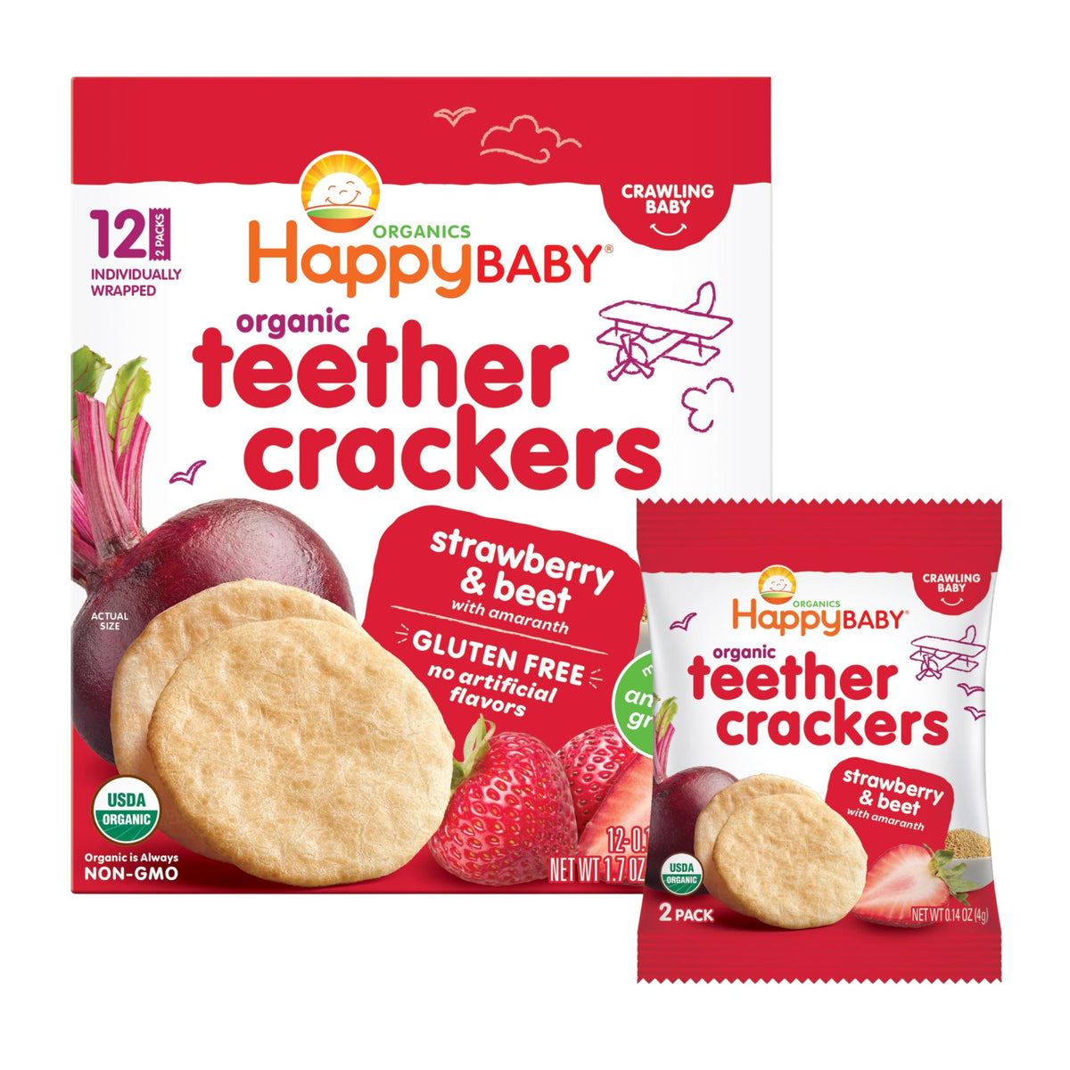 HAPPY BABY Gentle Teething Wafers, 3 Flavor Variety Pack, 12 ct (3 Pack)