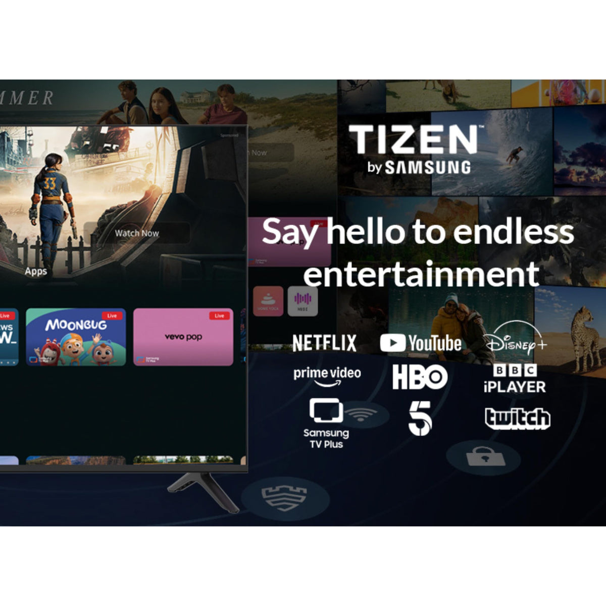 HYE 43" LED Smart TV - 4K Ultra HD, Samsung Tizen OS & Gaming Hub, Black