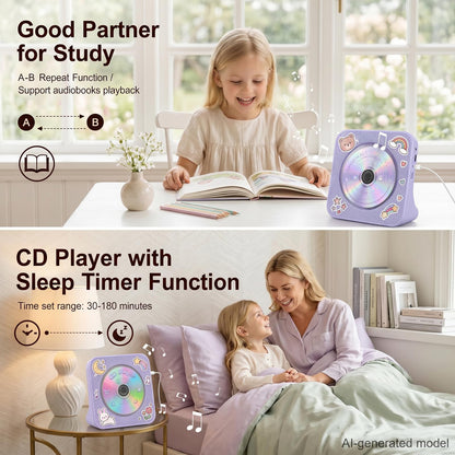 Gueray CD Player Portable Bluetooth Desktop CD Player for Home (Black)