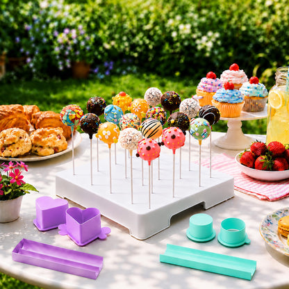 Round Cake Pop Mold Set with 9in Tray and Sticks- Blue