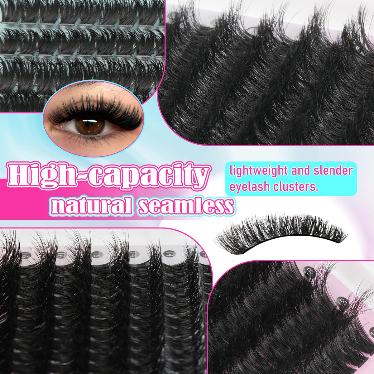 Lash Clusters Wispy 60D Eyelash Clusters 10-18mm Fluff Cluster Eyelash Extensions D Curl No Plastic Feel Individual Lashes Extension 240 Pcs Versatile False Eyelashes Clusters