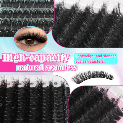 Lash Clusters Wispy 60D Eyelash Clusters 10-18mm Fluff Cluster Eyelash Extensions D Curl No Plastic Feel Individual Lashes Extension 240 Pcs Versatile False Eyelashes Clusters