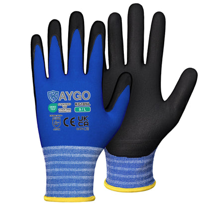 KAYGO Safety Work Gloves MicroFoam Nitrile Coated 12 Pairs, KG18NH