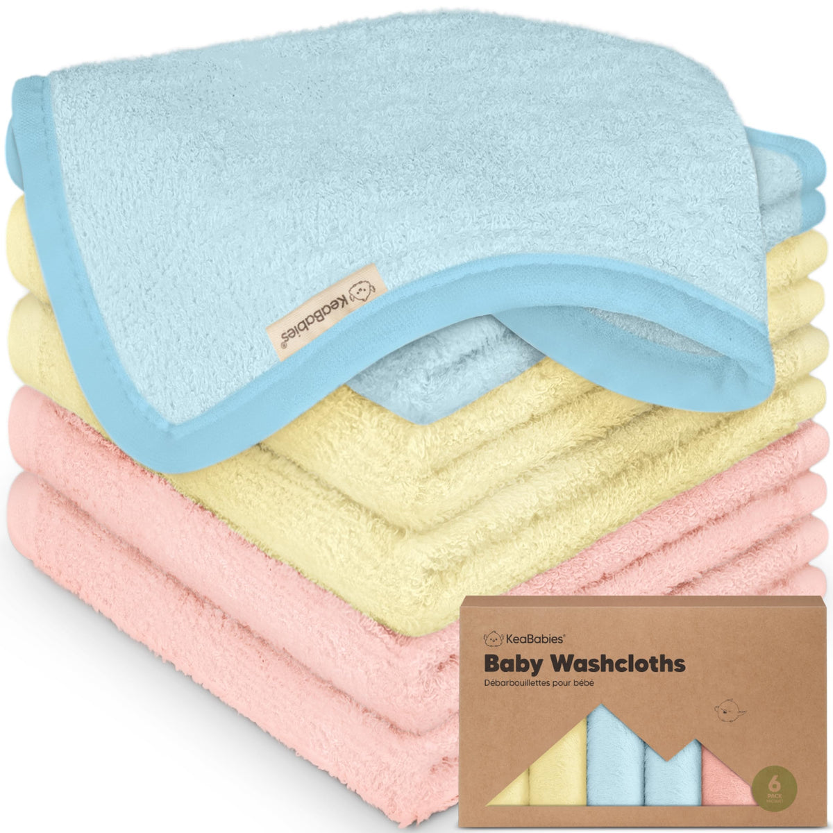 6-Pack Baby Washcloths, Soft Absorbent Washcloths for Face, Body (White)