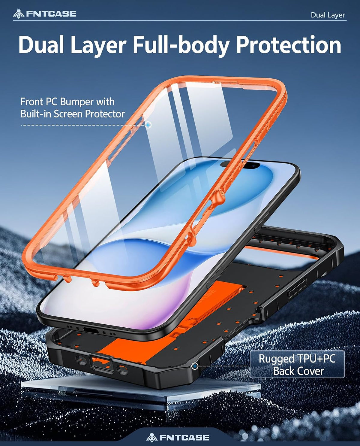 FNTCASE for iPhone 16 Case with Belt Clip and Built-in Screen Protector