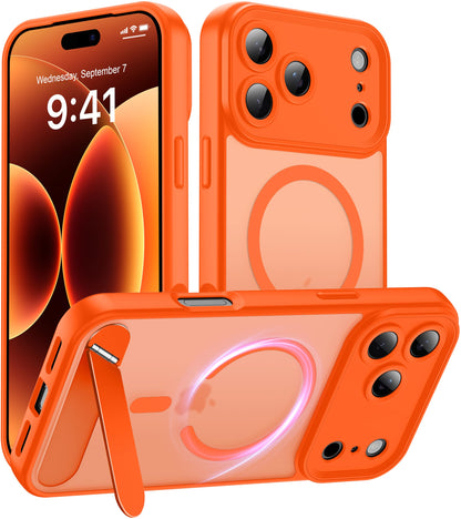Magnetic Compatible with iPhone 16 Case, [Built-in Kickstand][Full Camera Protection][Compatible with MagSafe][Anti-Fingerprint] Shockproof Phone Case for iPhone 16 6.1",Brown