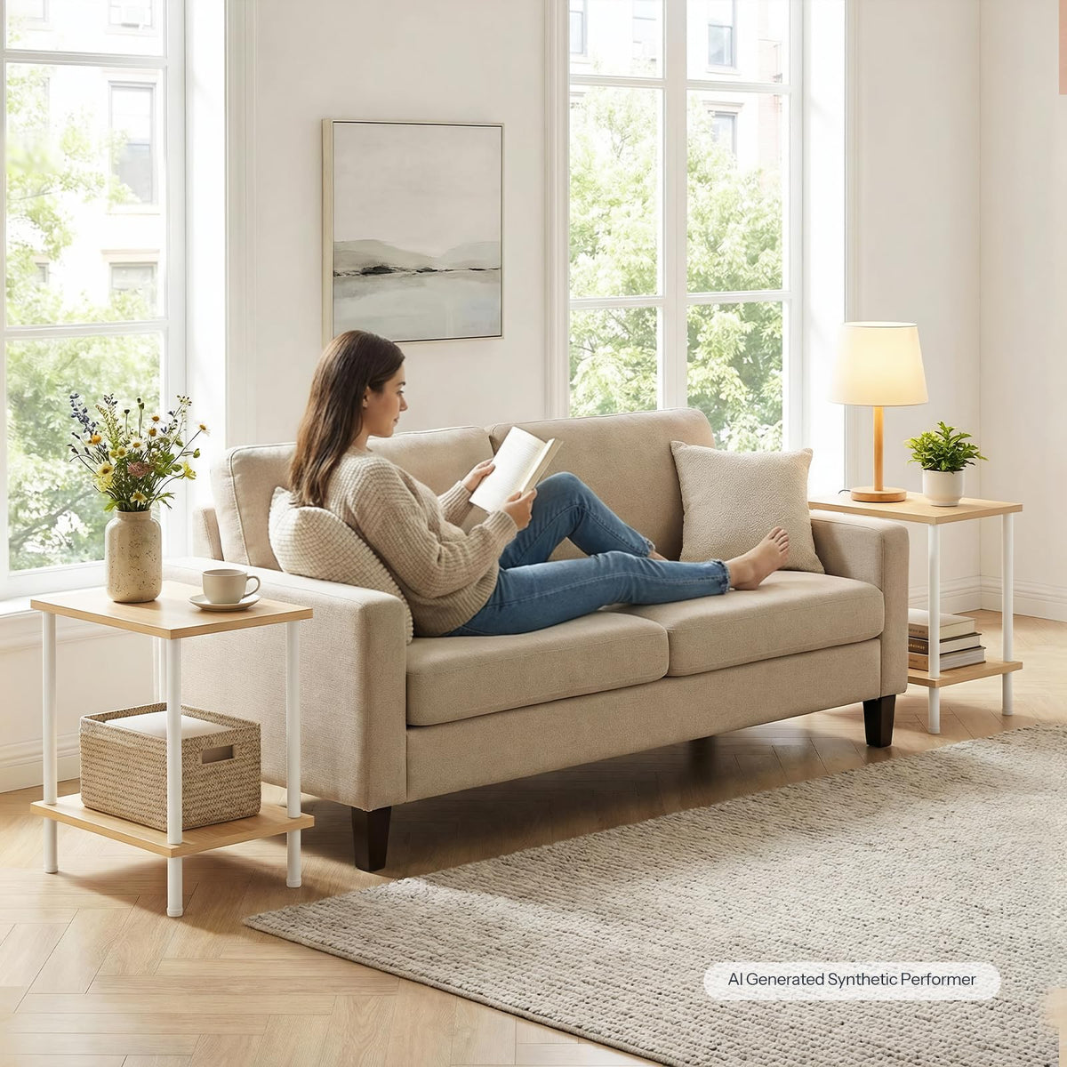HOOBRO End Table, Small Side Table, Nightstand with 2-Layer Storage Shelves, Sofa Table for Small Spaces, Living Room, Bedroom, Stable Frame, Easy Assembly, Rustic Brown BF09BZ01
