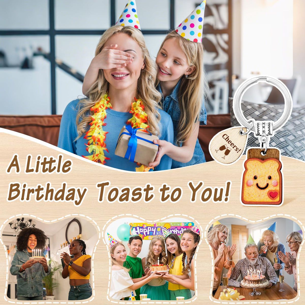 Toast Keychain for Girls New Beginnings Congratulations Gifts