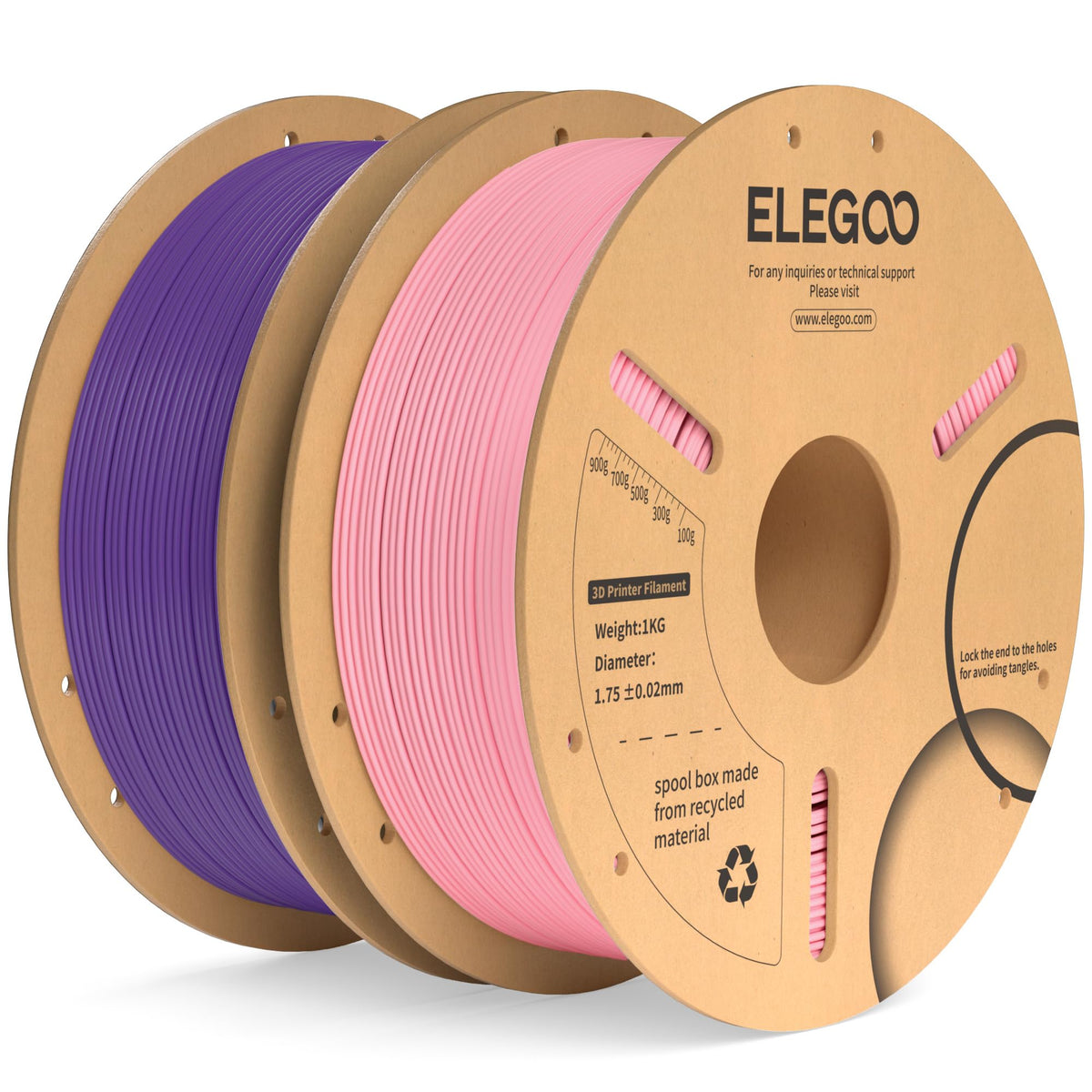 ELEGOO PLA Plus 3D Printer Filament 1.75mm White 2KG, Tougher & Stronger