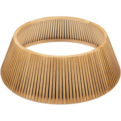 Best Choice Products 36in Christmas Tree Collar, Solid Wood Slatted Tree Skirt Holiday Accessory for Home - Walnut
