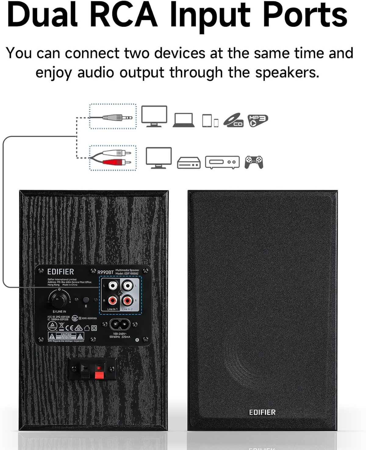 Edifier R990BT 2.0 Active Multimedia Speakers - Bluetooth Bookshelf Speakers - Powered Studio Monitor Speaker - MDF Enclosure - 24W RMS (Pair)