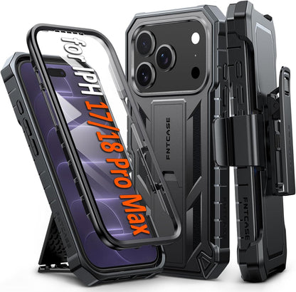 FNTCASE for iPhone 16 Case with Belt Clip and Built-in Screen Protector