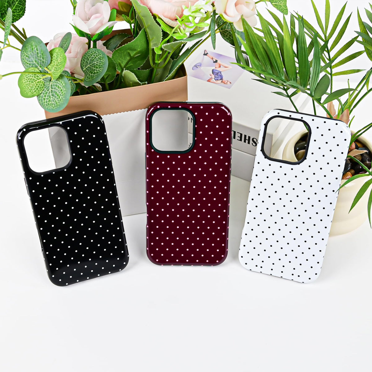Polka Dot Pattern Phone Case for iPhone 17 6.3", White