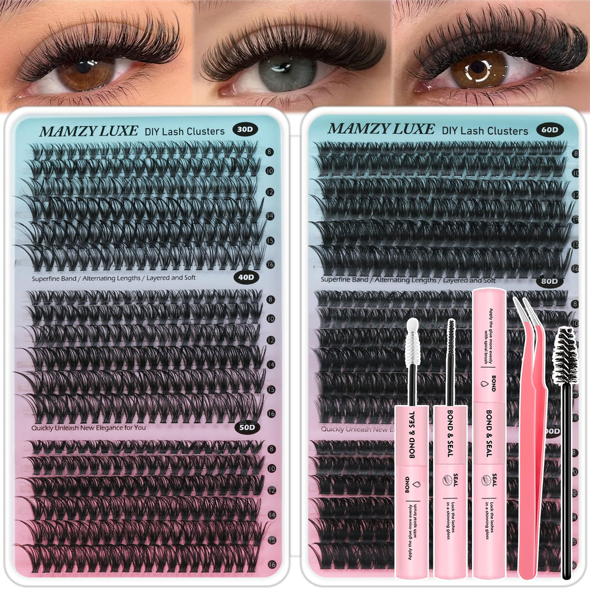 Lash Clusters Wispy 60D Eyelash Clusters 10-18mm Fluff Cluster Eyelash Extensions D Curl No Plastic Feel Individual Lashes Extension 240 Pcs Versatile False Eyelashes Clusters
