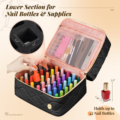 YOREPEK Nail Polish Bag Organizer Case Holds 56+ Bottles (15ml/0.5 fl.oz)