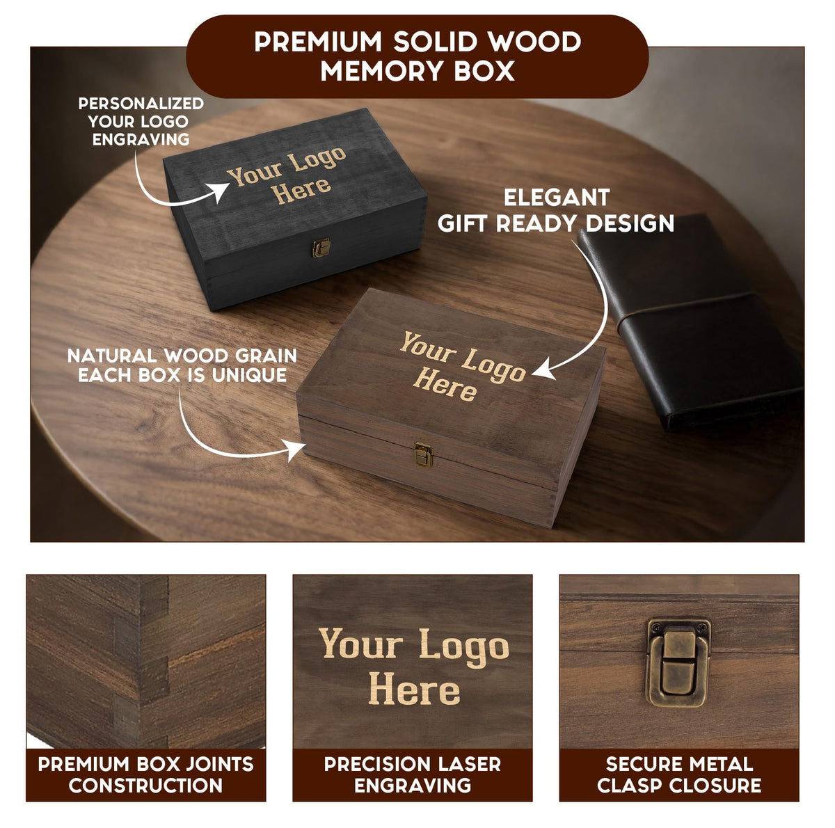 Personalized Wooden Keepsake Box, Custom Engraved Memory Box with Lid