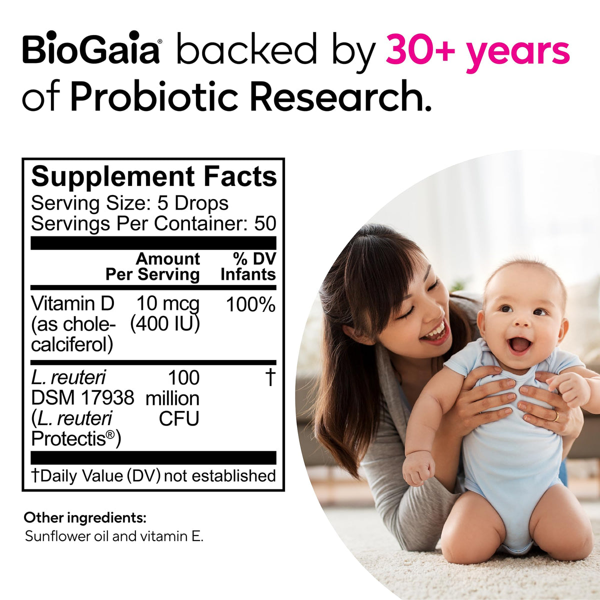 BioGaia Baby Probiotic Drops + Vitamin D | Colic & Gas Relief | 50 Servings