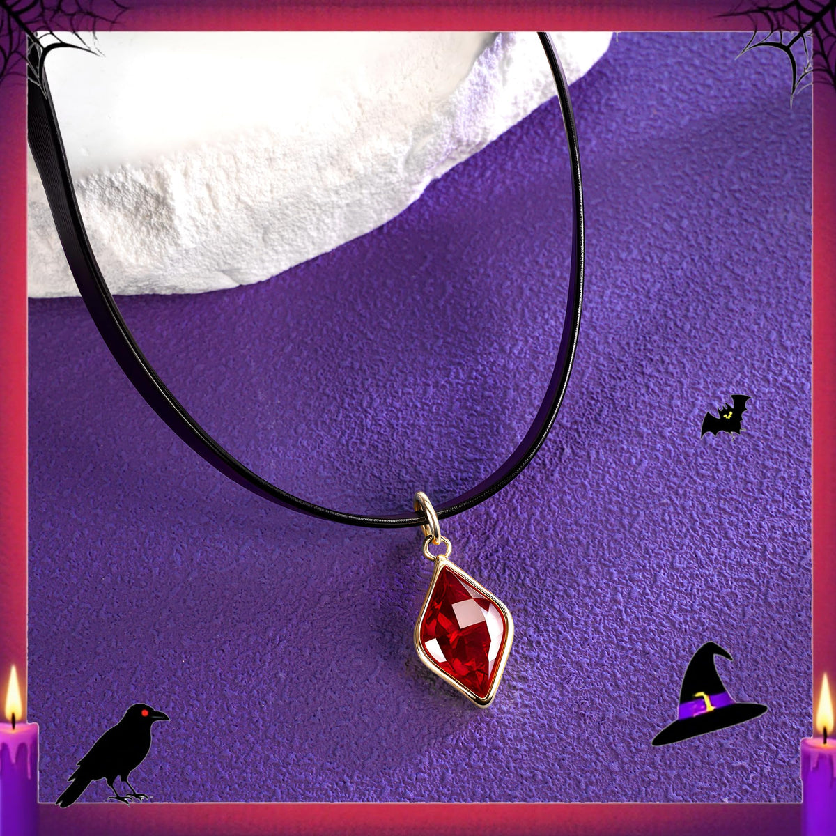 Halloween Heart Necklace for Women Vampire Raven Choker Necklace