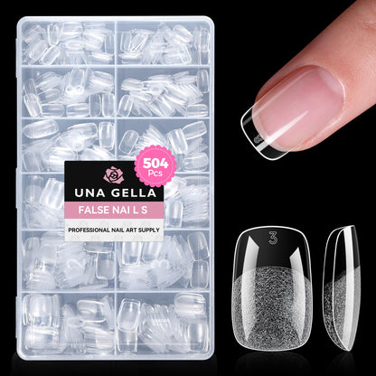 UNA GELLA Short Sharp Square Nail Tips 504pcs X-Soft Flat Square Nails