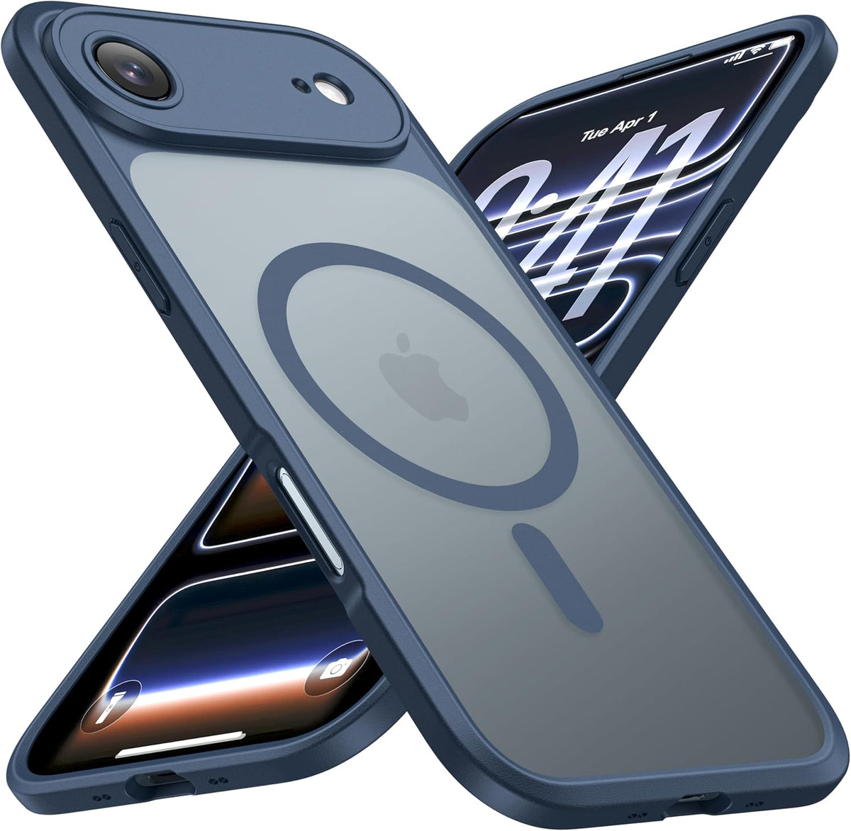 ImpactStrong Magnetic Guard Designed for iPhone 17 Air Case [Camera Protection] [Military Grade Drop Tested] [Compatible with MagSafe] Slim Translucent Matte Phone Case (6.6") - Navy Blue