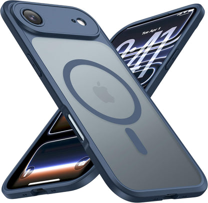ImpactStrong Magnetic Guard Designed for iPhone 17 Air Case [Camera Protection] [Military Grade Drop Tested] [Compatible with MagSafe] Slim Translucent Matte Phone Case (6.6") - Navy Blue