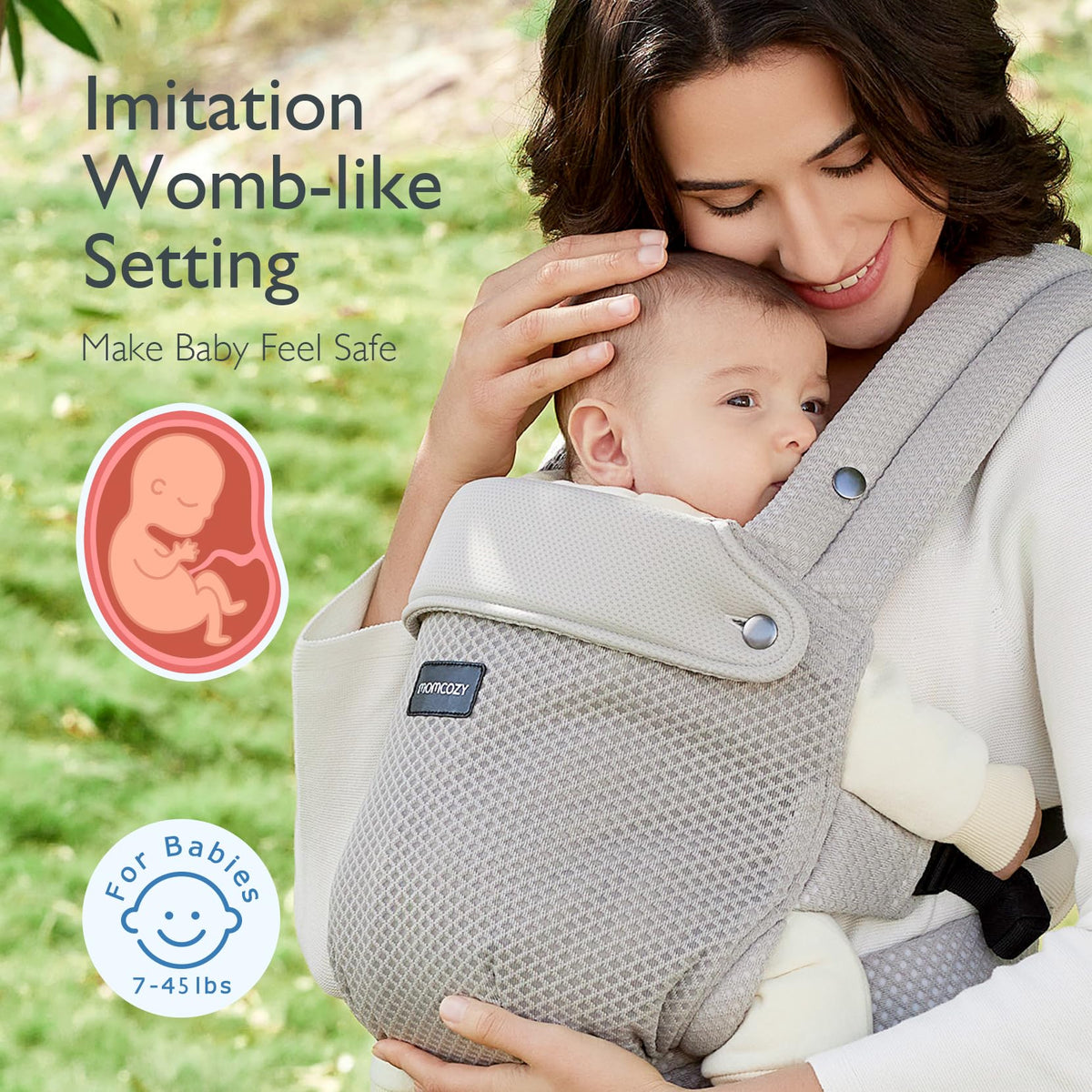 Momcozy PureHug Baby Carrier - Ergonomic, Cozy and Lightweight for 7-45 lbs
