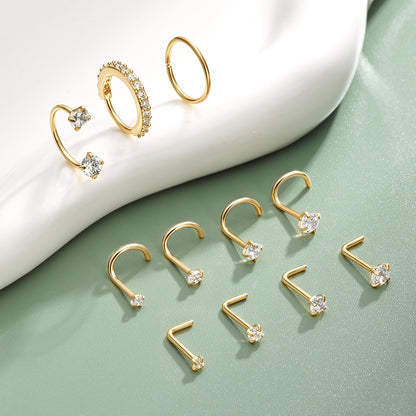 Horseshoe Nose Ring Studs Gold Silver Nose Piercing Jewelry for Women Men