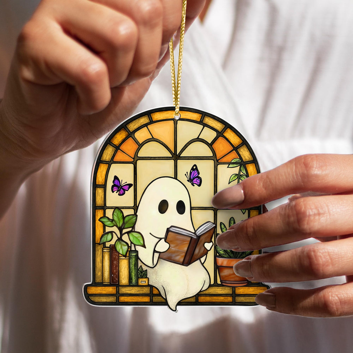 Halloween Plant Gifts, Stained Glass Window Hanging, Gothic Spooky Decor