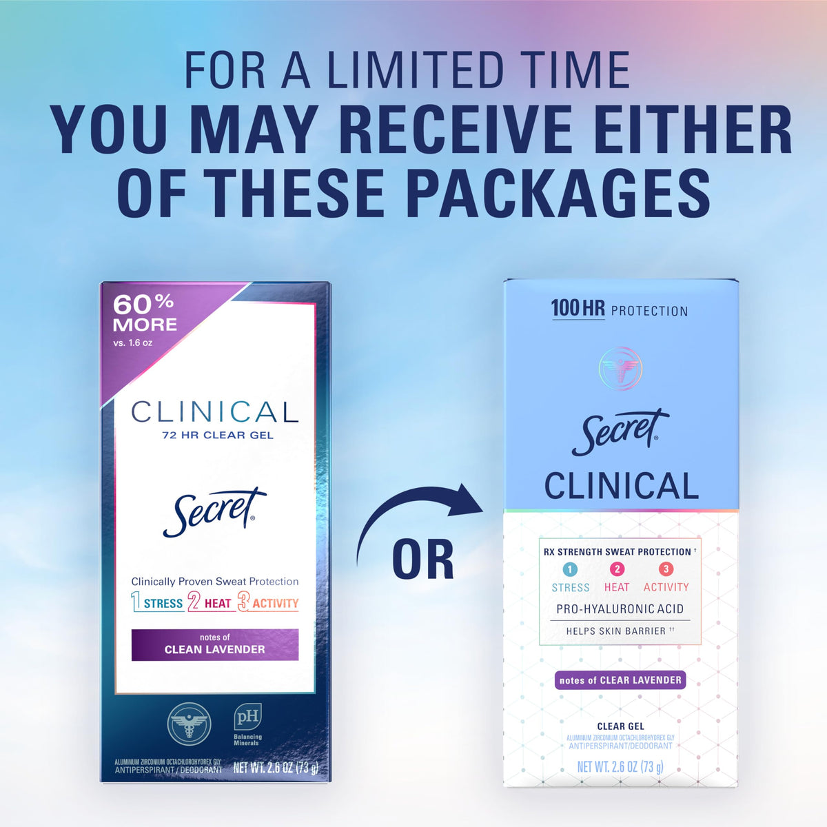Secret Clinical Antiperspirant Deodorant, Completely Clean 2.6 oz Pack of 2
