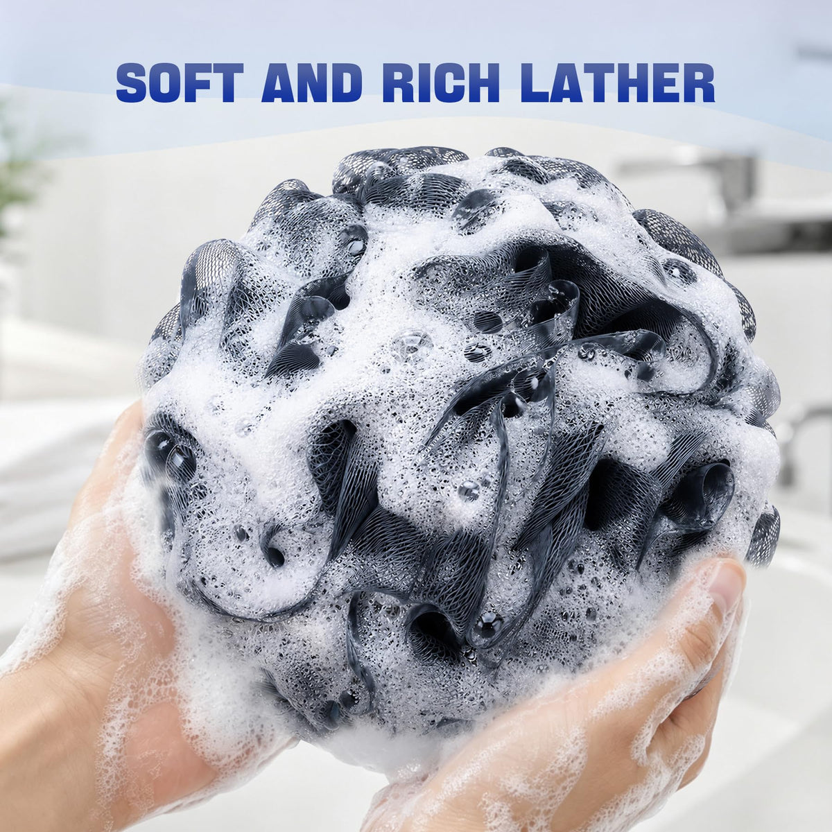 AmazerBath Loofah Sponge 75g/Piece, Exfoliating Bath Sponge Body Scrubber - Loofa Set of 4 Flower Color (Large, Green-Purple)
