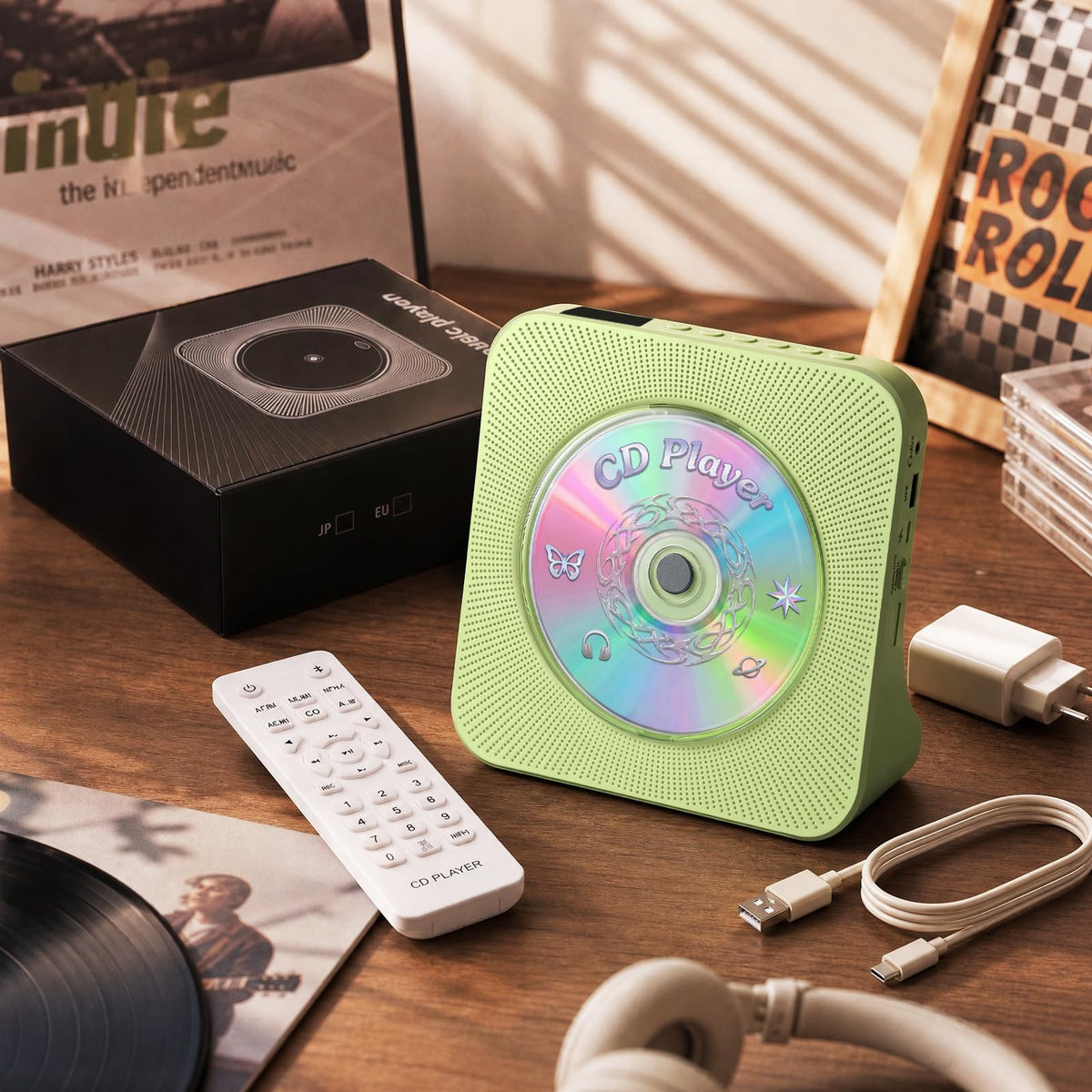 Gueray CD Player Portable Bluetooth Desktop CD Player for Home (Black)