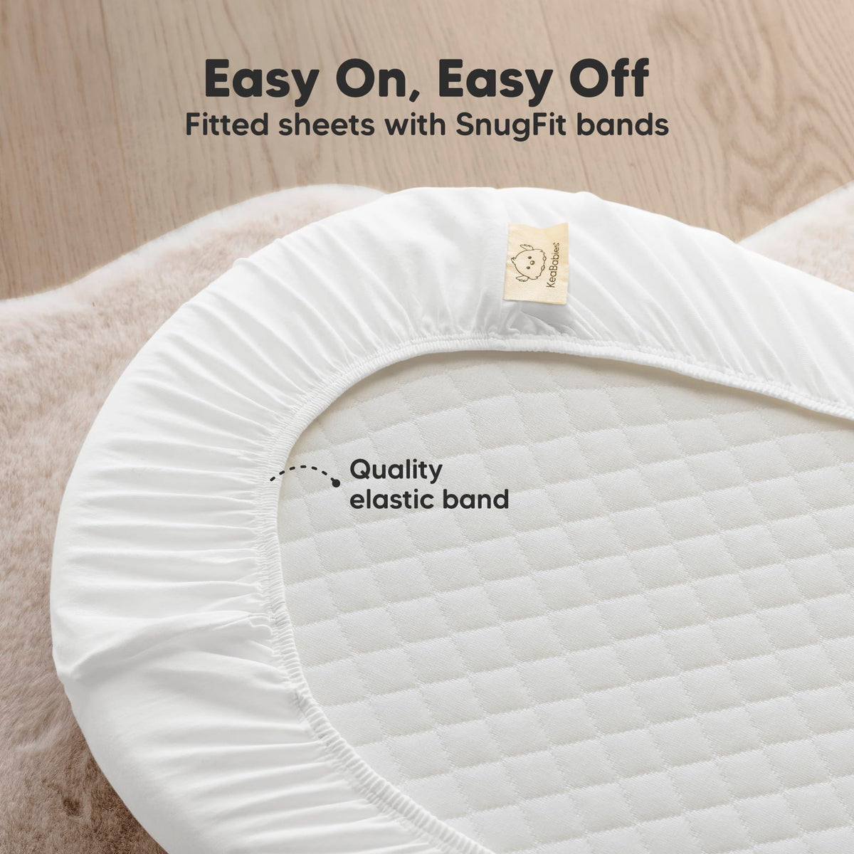 2pk Organic Baby Bassinet Sheets Boys, Girls, Fitted Sheet (Soft White)