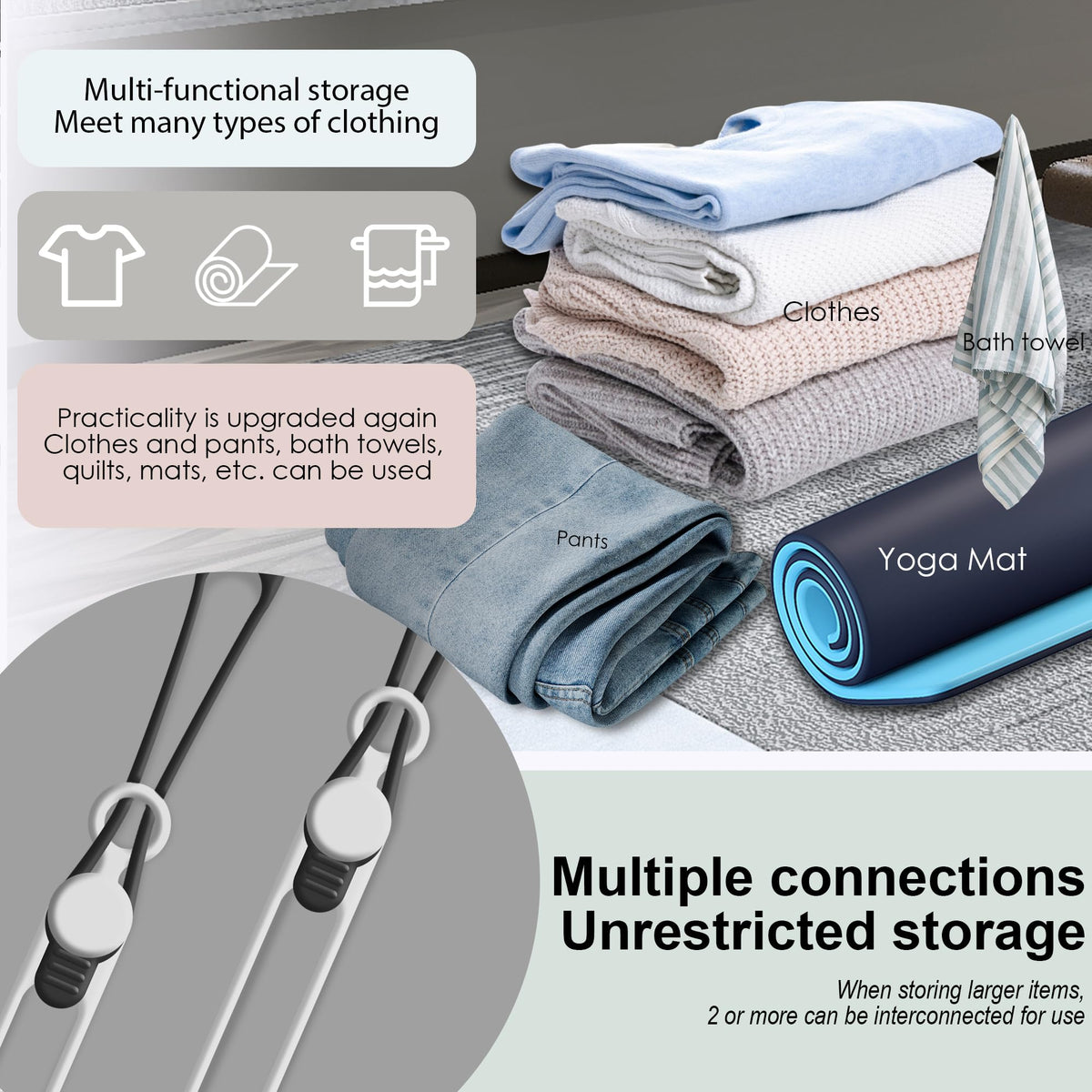 Silicone Cable Ties, Cord Organizer Cable Management,2Sizes-Grey