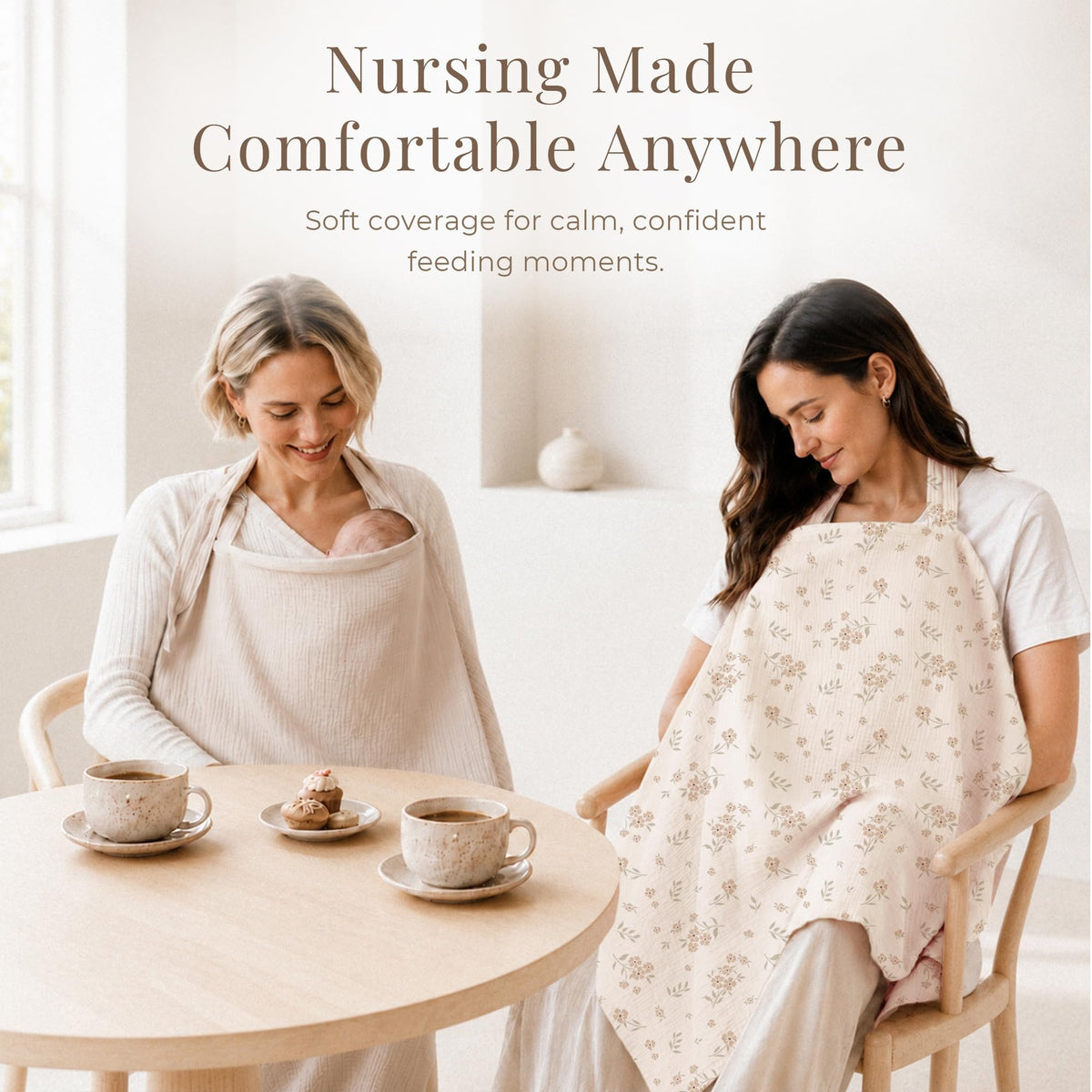 Konssy Muslin Nursing Cover Up for Breastfeeding with Rigid Hoop
