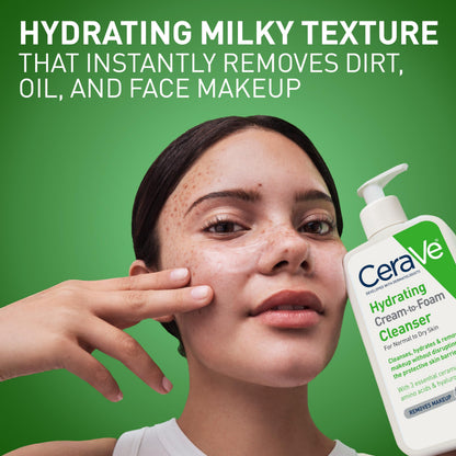 CeraVe Hydrating Cream To Foam Cleanser, Gentle Face Cleanser, 19oz