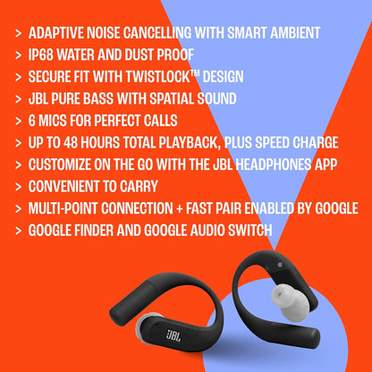 JBL Endurance Peak 4-Wireless Noise Cancelling Sport Earbuds (Purple/Teal)