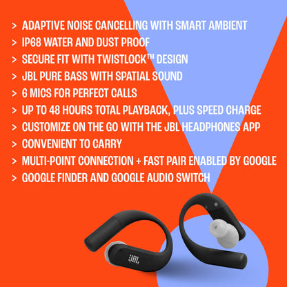 JBL Endurance Peak 4-Wireless Noise Cancelling Sport Earbuds (Purple/Teal)