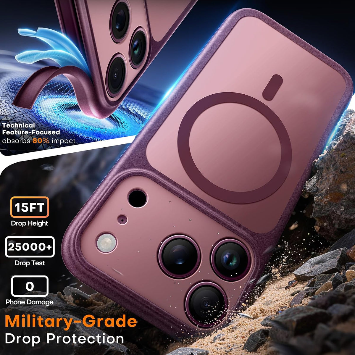 TAURI for iPhone 16 Pro Max Case, Compatible with MagSafe, Purple