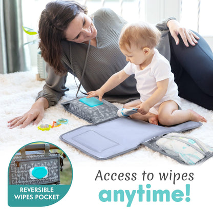 Kopi Baby Portable Diaper Changing Pad, Wipes Pocket, Classic Black Arrows