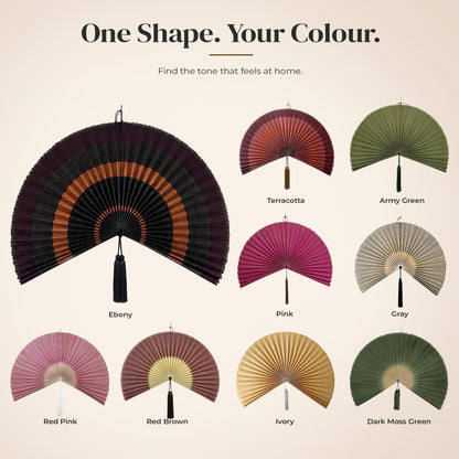 ChumDecor Bamboo Fan Wall Decor, Japanese Wall Fan, Red Brown 40 in