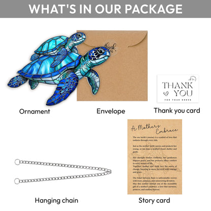 Sea Turtle Gift for Women, Mom & Daughter Christmas Ornament with Card