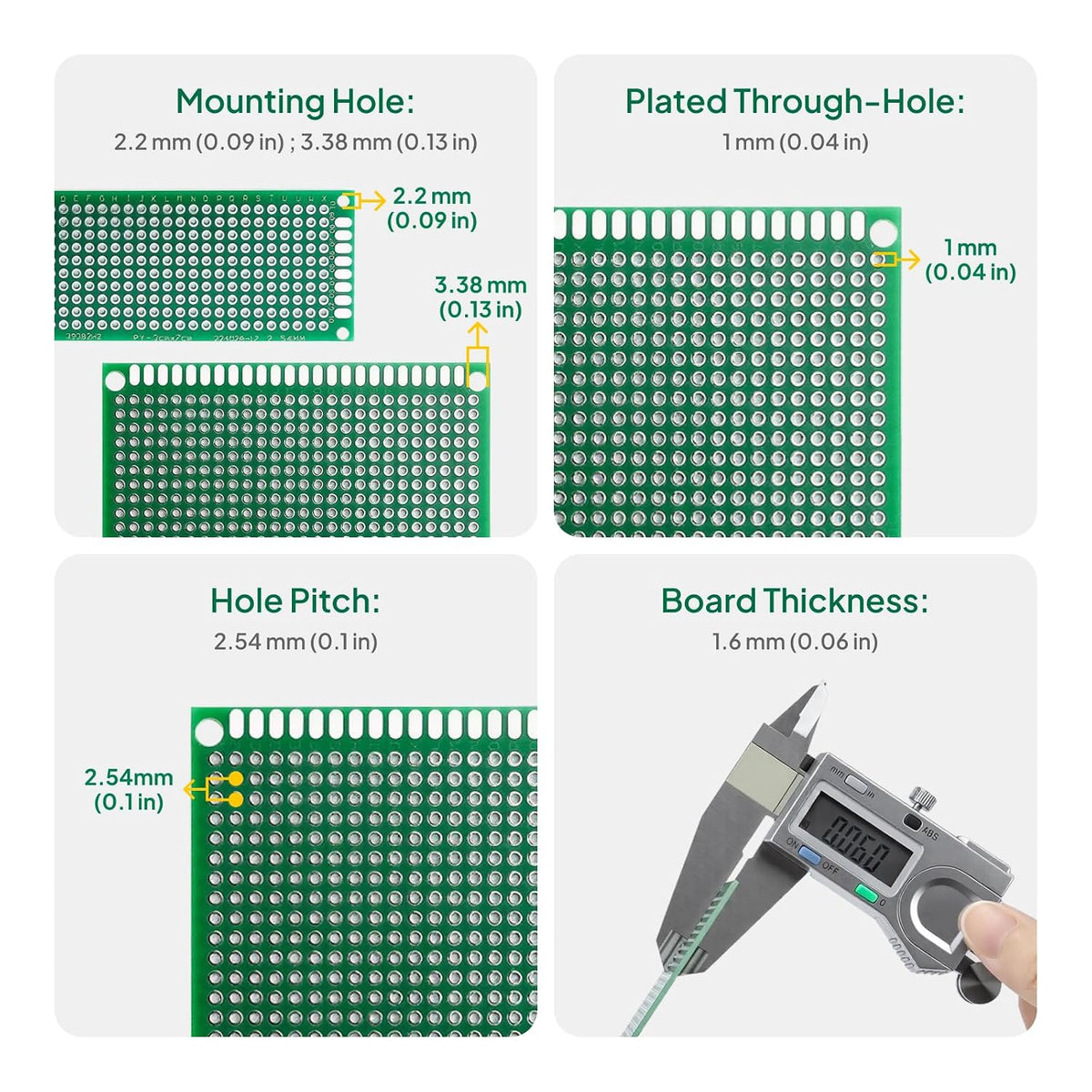 ELEGOO 32Pcs Double Sided PCB Board Prototype Kit for DIY Soldering