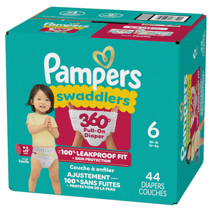 Pampers Diapers - Swaddlers 360° - Size 5, 116 Count, up to 100% Leakproof Comfy Dry Fit, Designed for Easy Changes, Pull On Baby Diaper