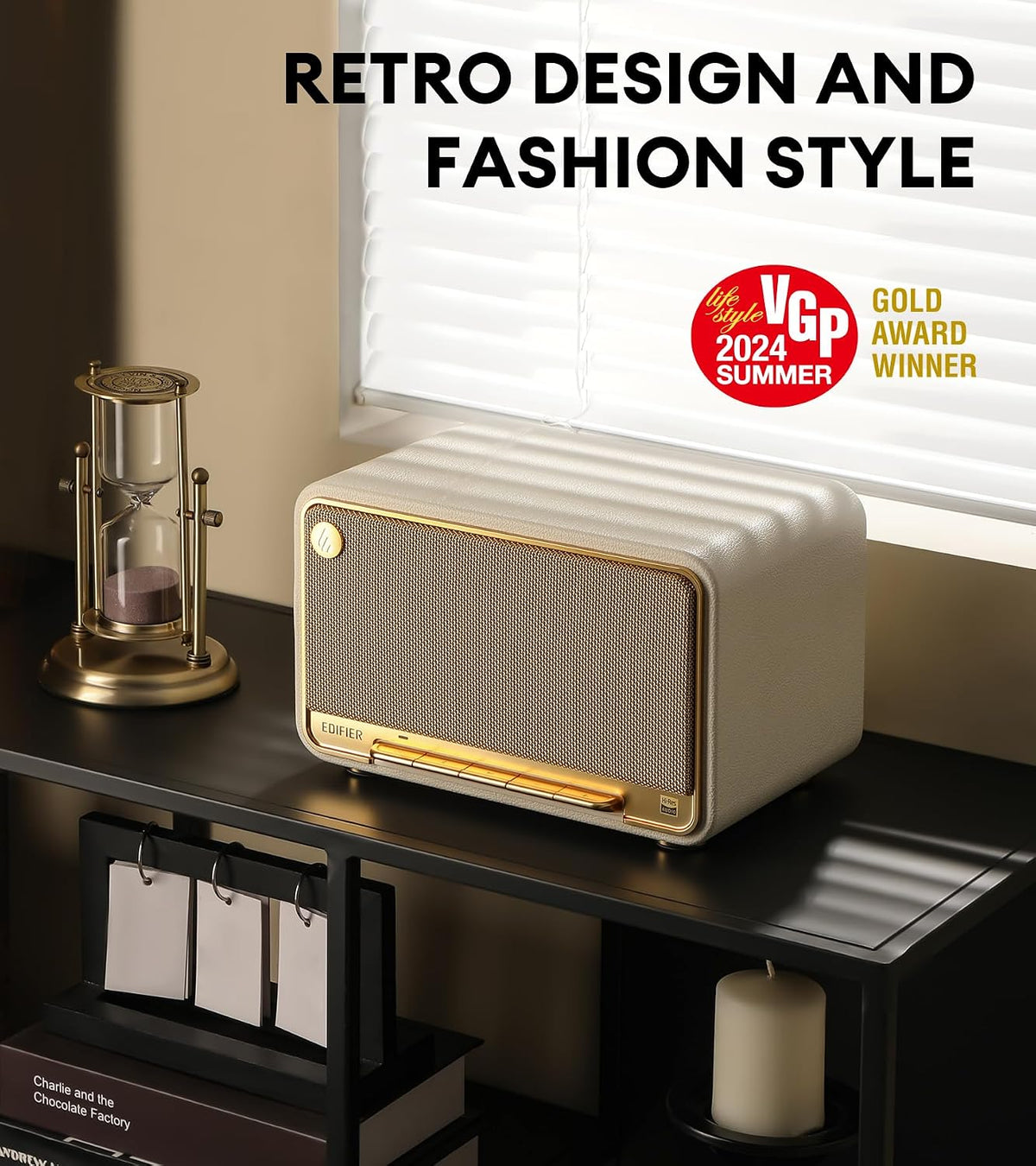 Edifier D32 Retro Wooden Tabletop Wireless Speaker AirPlay2, White