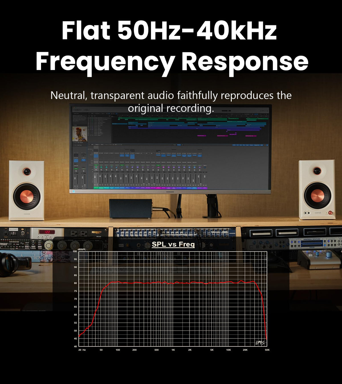Edifier MR4.5 Bi-Amped Studio Monitor, 80W RMS Bookshelf Speakers - Black