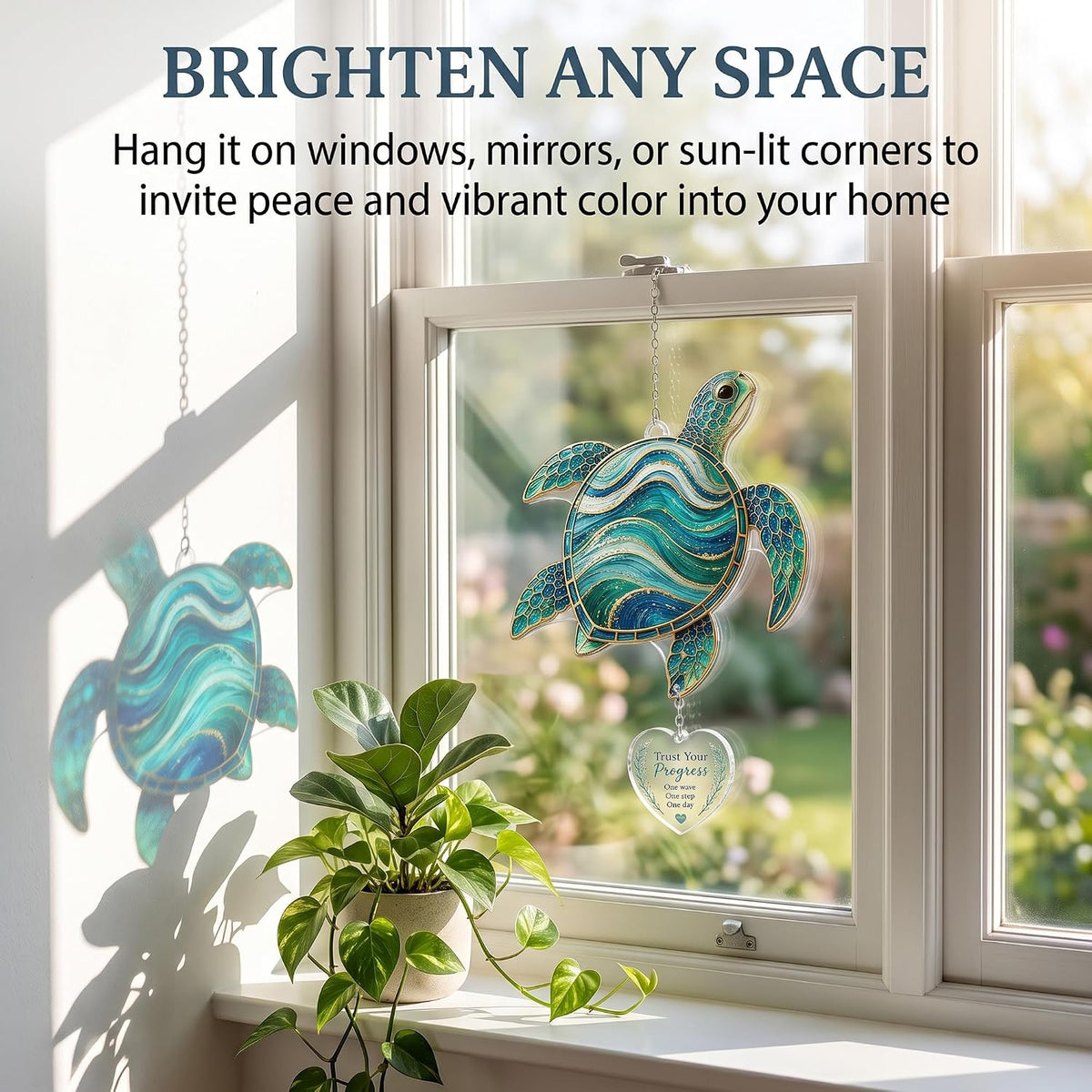 4" Acrylic Sea Turtle Suncatcher for Windows, Inspirational Gift for Women