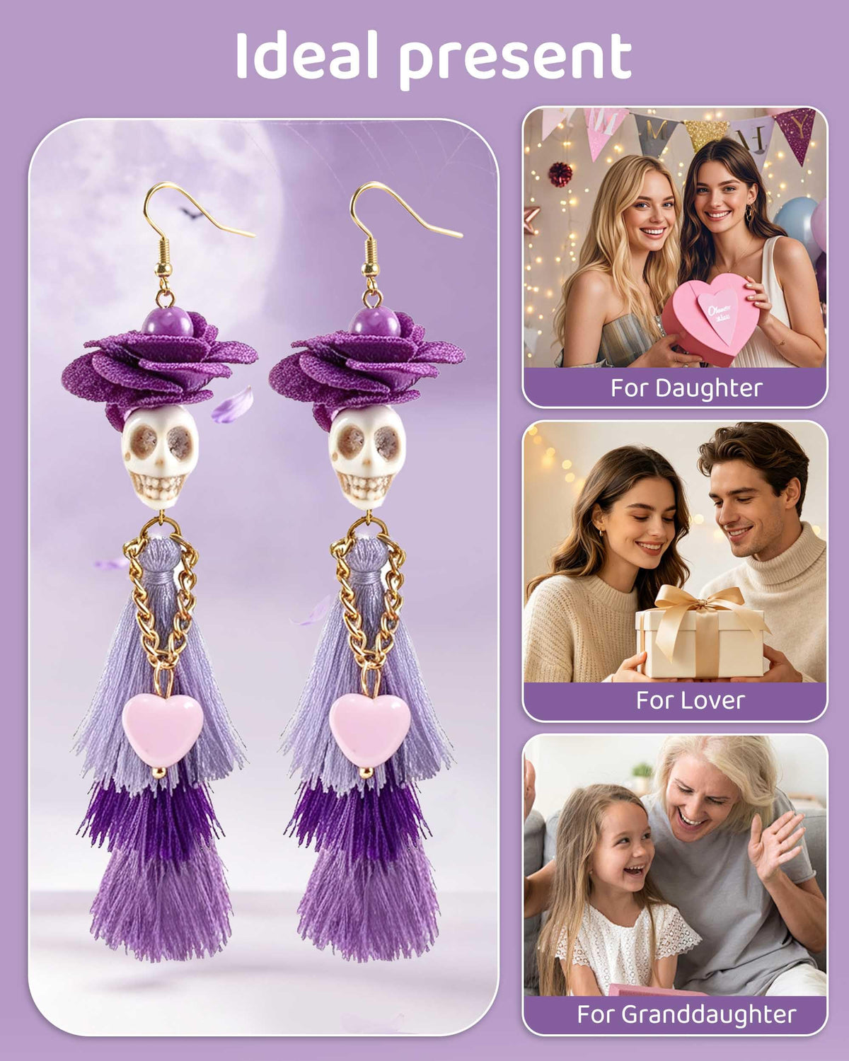 Halloween 3D Skeleton Skull Earrings BOO Ghost Earrings for Women